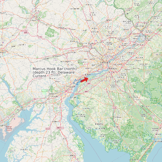 Map of Marcus Hook Bar (north) (depth 23 ft), Delaware Current Prediction Station