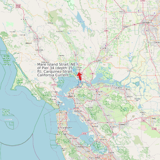 Mare Island Strait, NE of Pier 34 (depth 15 ft), Carquinez Strait, California Current map