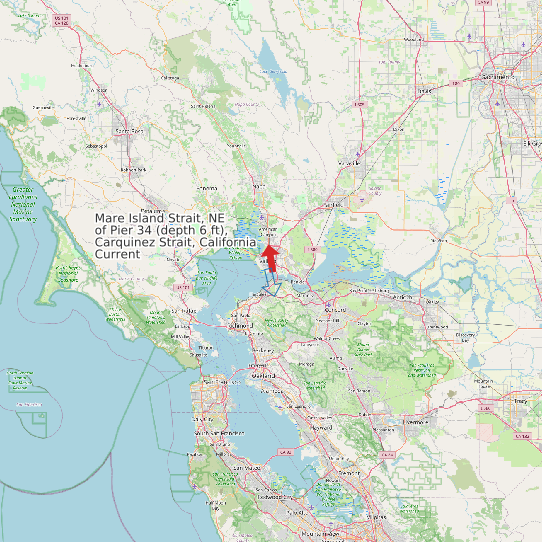Map of Mare Island Strait, NE of Pier 34 (depth 6 ft), Carquinez Strait, California Current Prediction Station