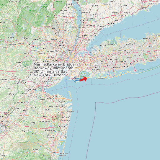 Map of Marine Parkway Bridge, Rockaway Inlet (depth 30 ft), Jamaica Bay, New York Current Prediction Station