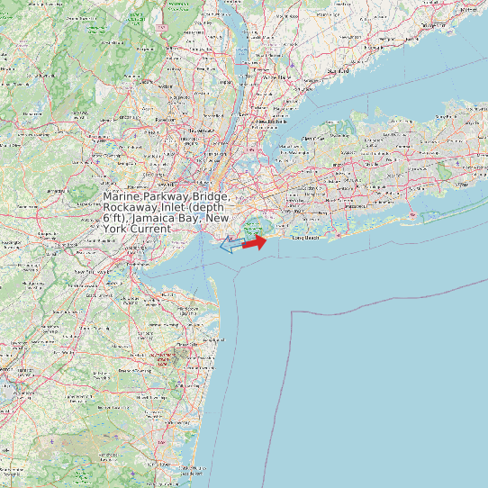 Map of Marine Parkway Bridge, Rockaway Inlet (depth 6 ft), Jamaica Bay, New York Current Prediction Station