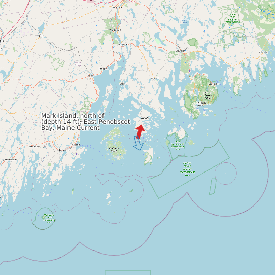 Mark Island, north of (depth 14 ft), East Penobscot Bay, Maine Current map