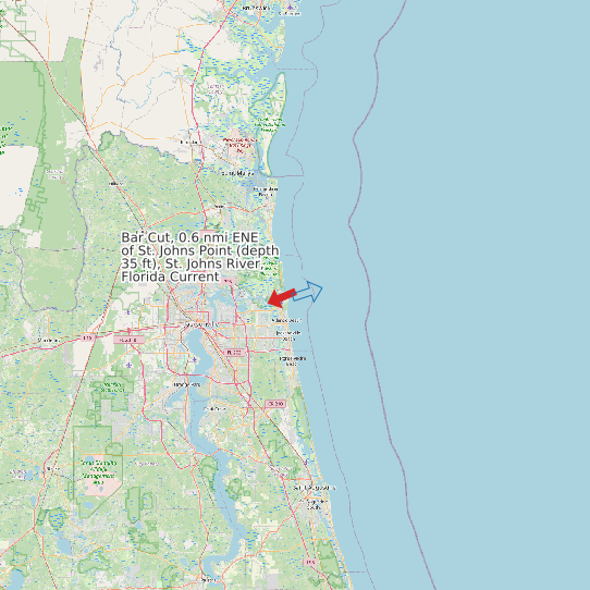 Bar Cut, 0.6 nmi ENE of St. Johns Point (depth 35 ft), St. Johns River, Florida Current map