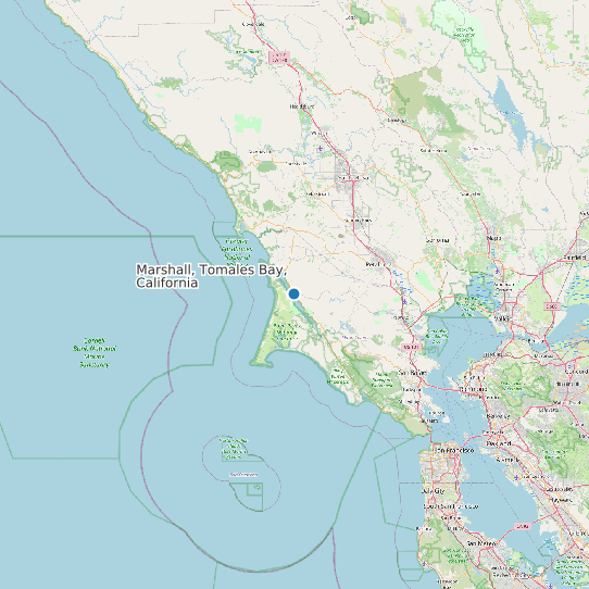 Map of Marshall, Tomales Bay, California Tide Prediction Station