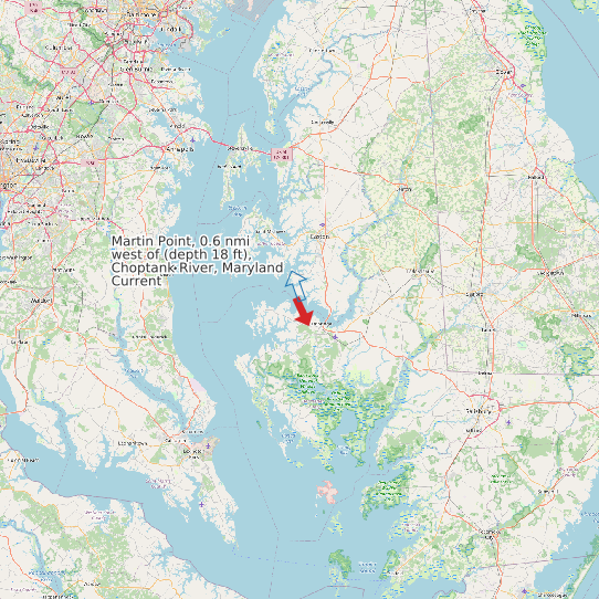 Martin Point, 0.6 nmi west of (depth 18 ft), Choptank River, Maryland Current map