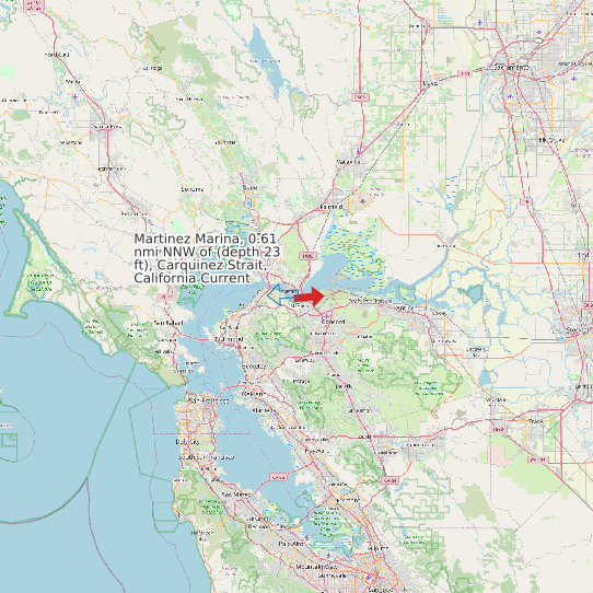 Martinez Marina, 0.61 nmi NNW of (depth 23 ft), Carquinez Strait, California Current map