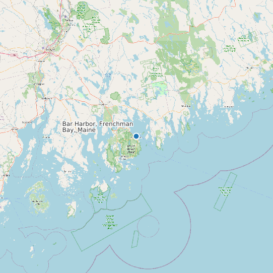 Map of Bar Harbor, Frenchman Bay, Maine Tide Prediction Station