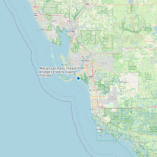 Matanzas Pass (fixed bridge) Estero Island, Florida map
