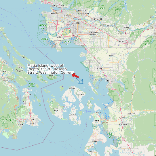 Matia Island, west of (depth 336 ft), Rosario Strait, Washington Current map