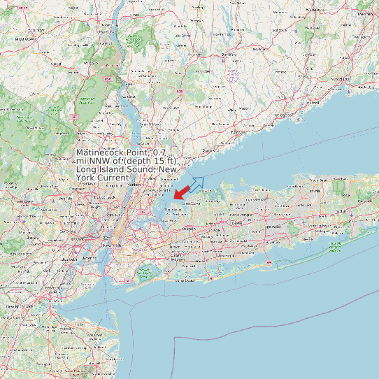 Matinecock Point, 0.7 mi NNW of (depth 15 ft), Long Island Sound, New York Current map