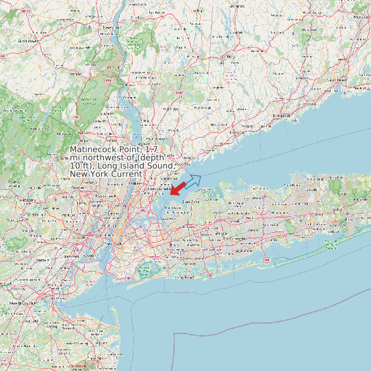 Map of Matinecock Point, 1.7 mi northwest of (depth 10 ft), Long Island Sound, New York Current Prediction Station