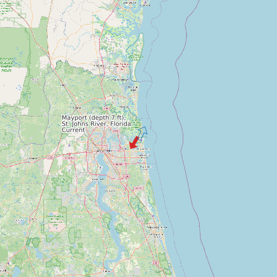Map of Mayport (depth 7 ft), St. Johns River, Florida Current Prediction Station