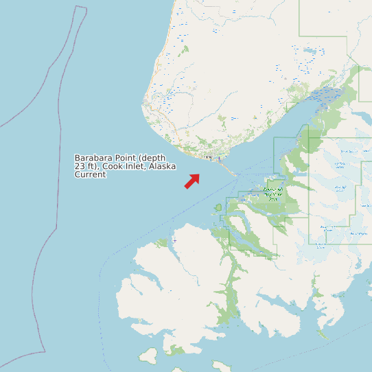 Map of Barabara Point (depth 23 ft), Cook Inlet, Alaska Current Prediction Station
