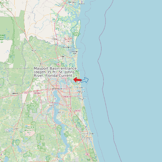 Mayport Basin entrance (depth 35 ft), St. Johns River, Florida Current map