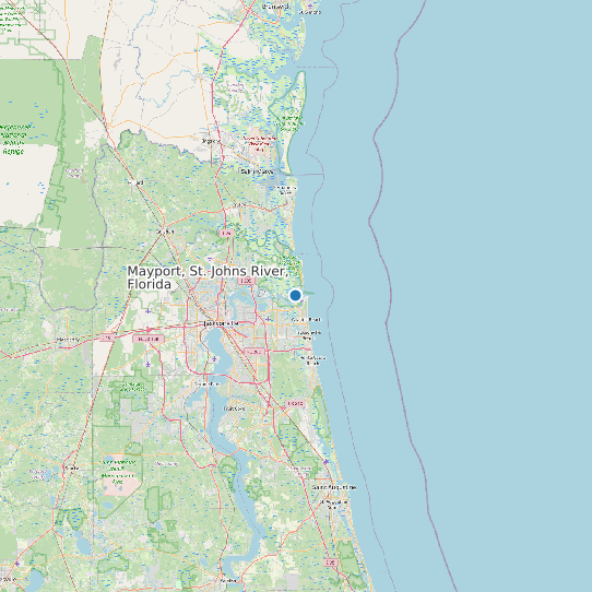 Map of Mayport, St. Johns River, Florida Tide Prediction Station