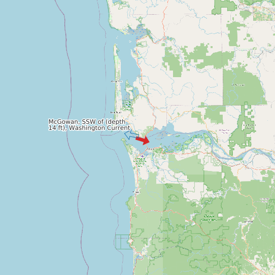 Map of McGowan, SSW of (depth 14 ft), Washington Current Prediction Station