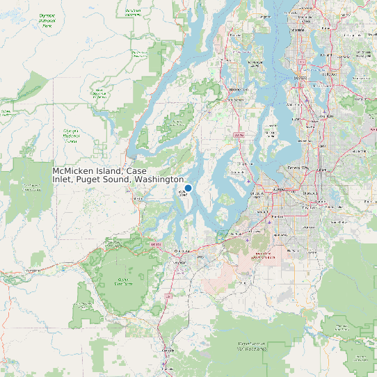 McMicken Island, Case Inlet, Puget Sound, Washington map