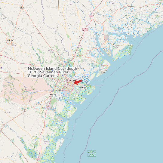 McQueen Island Cut (depth 10 ft), Savannah River, Georgia Current map
