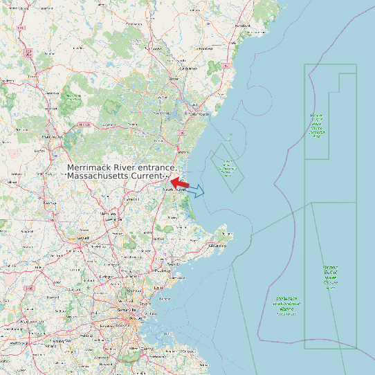 Map of Merrimack River entrance, Massachusetts Current Prediction Station