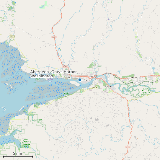 Map of Aberdeen, Grays Harbor, Washington Tide Prediction Station
