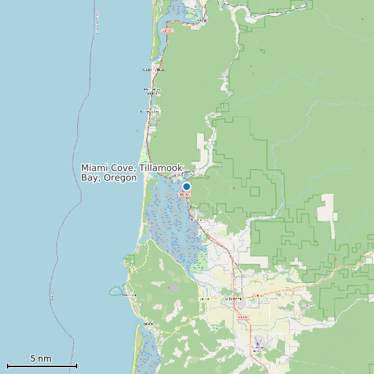 Map of Miami Cove, Tillamook Bay, Oregon Tide Prediction Station