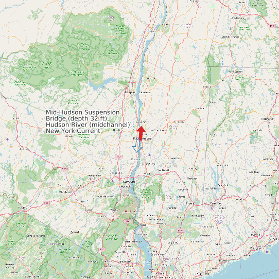 Mid-Hudson Suspension Bridge (depth 32 ft), Hudson River (midchannel), New York Current map