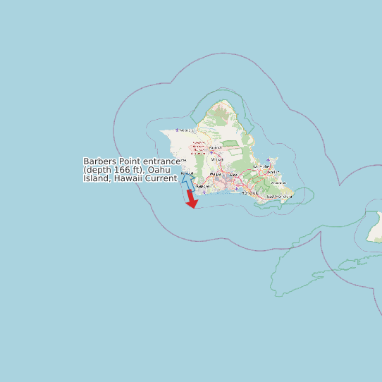 Barbers Point entrance (depth 166 ft), Oahu Island, Hawaii Current map