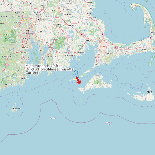 Map of Middle (depth 40 ft), Quicks Hole, Massachusetts Current Prediction Station