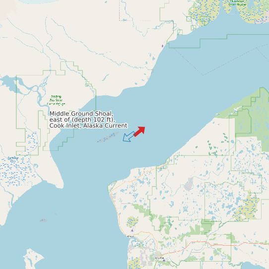 Middle Ground Shoal, east of (depth 102 ft), Cook Inlet, Alaska Current map