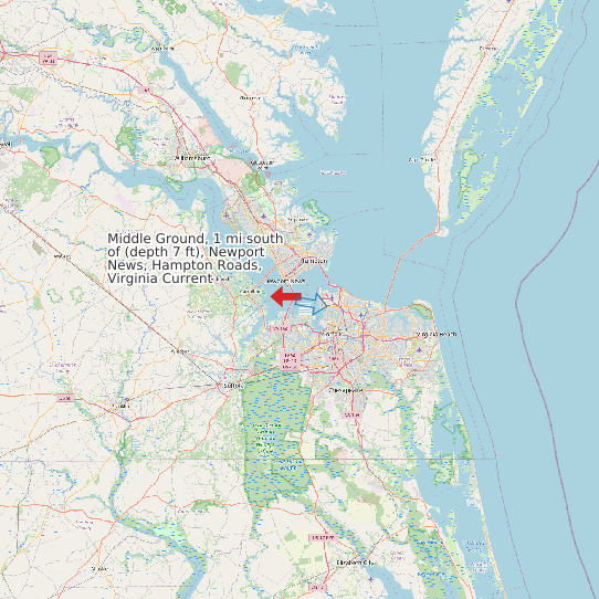 Middle Ground, 1 mi south of (depth 7 ft), Newport News, Hampton Roads, Virginia Current map
