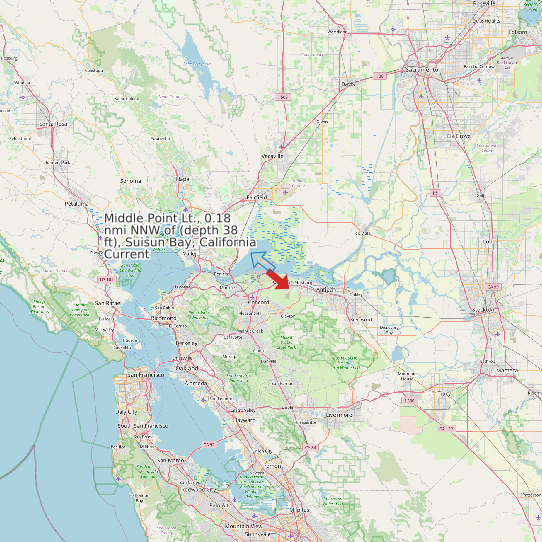 Middle Point Lt., 0.18 nmi NNW of (depth 38 ft), Suisun Bay, California Current map