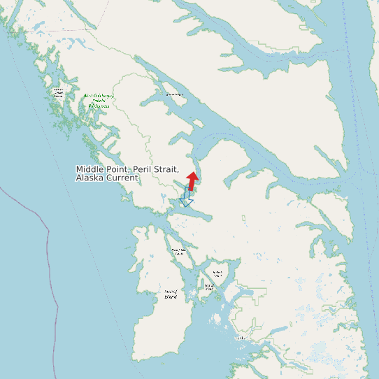 Map of Middle Point, Peril Strait, Alaska Current Prediction Station