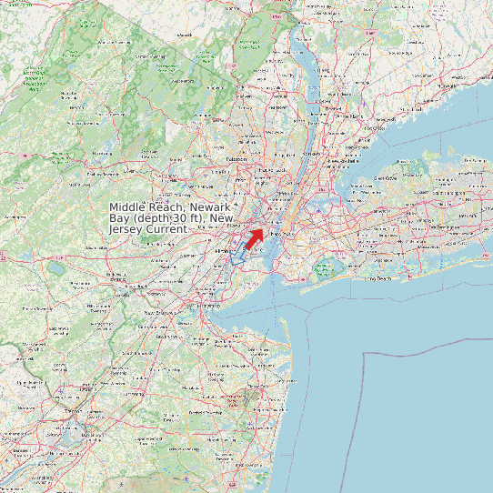 Middle Reach, Newark Bay (depth 30 ft), New Jersey Current map