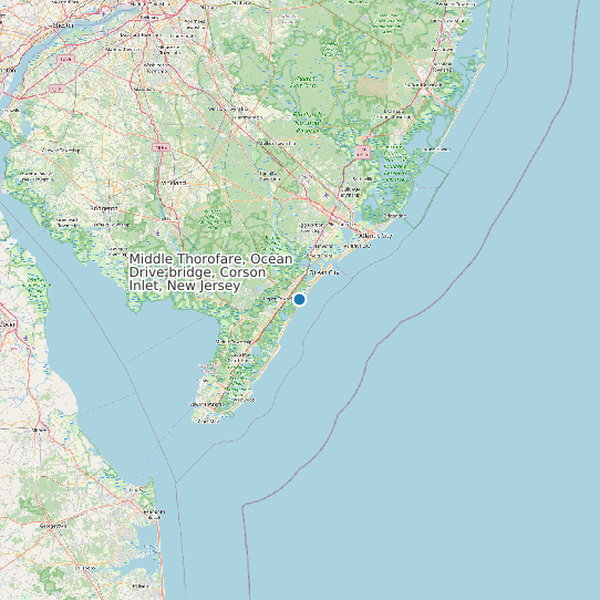 Map of Middle Thorofare, Ocean Drive bridge, Corson Inlet, New Jersey Tide Prediction Station