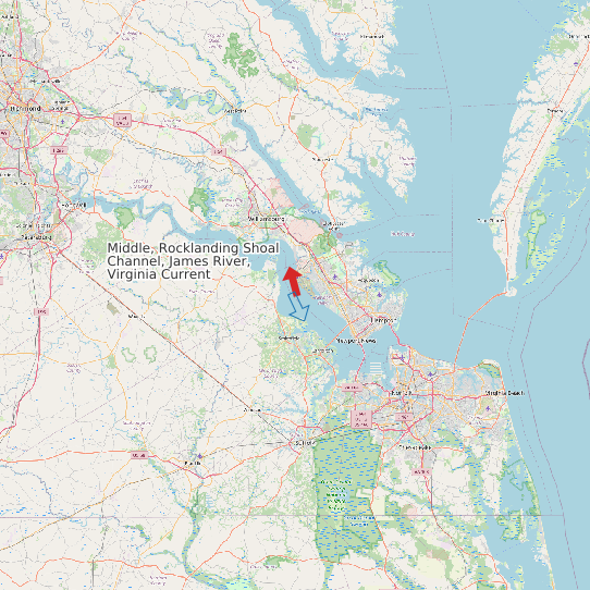 Map of Middle, Rocklanding Shoal Channel, James River, Virginia Current Prediction Station