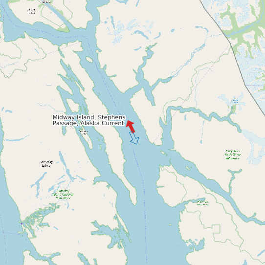 Midway Island, Stephens Passage, Alaska Current map