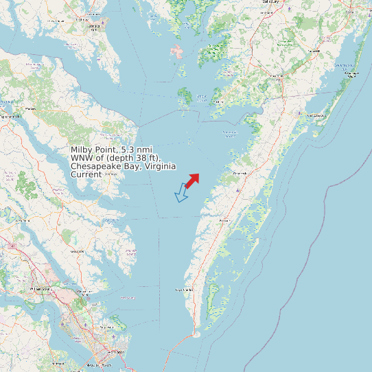 Milby Point, 5.3 nmi WNW of (depth 38 ft), Chesapeake Bay, Virginia Current map
