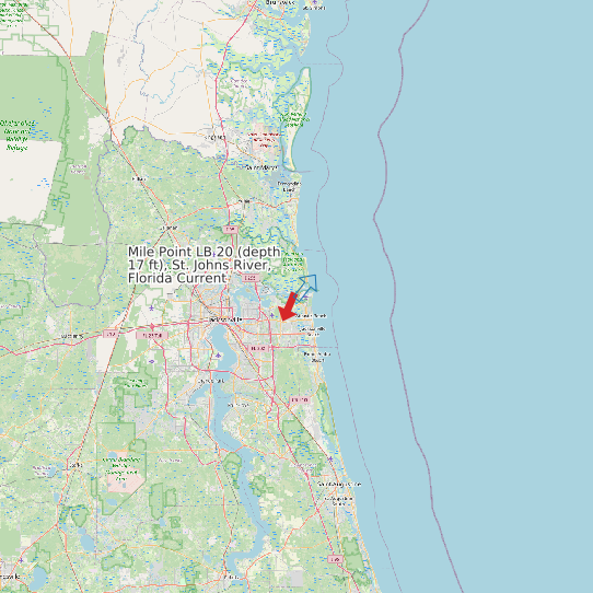 Mile Point LB 20 (depth 17 ft), St. Johns River, Florida Current map