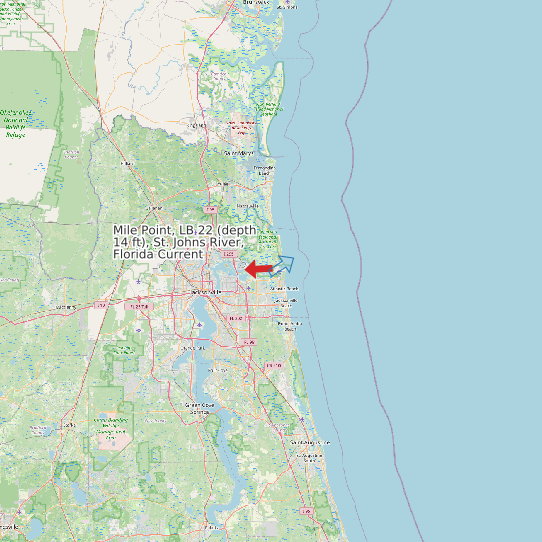 Map of Mile Point, LB 22 (depth 14 ft), St. Johns River, Florida Current Prediction Station