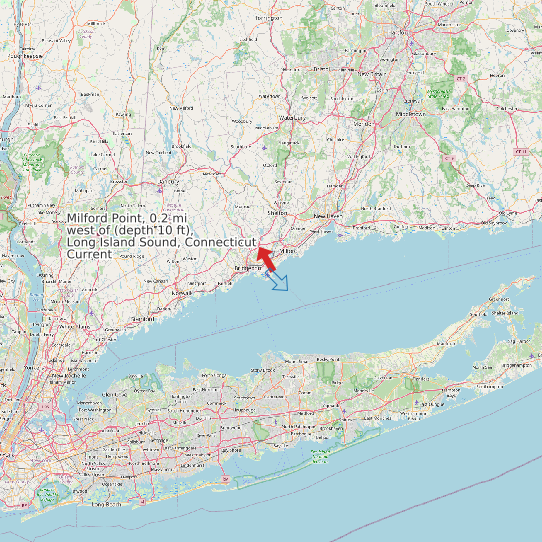Milford Point, 0.2 mi west of (depth 10 ft), Long Island Sound, Connecticut Current map