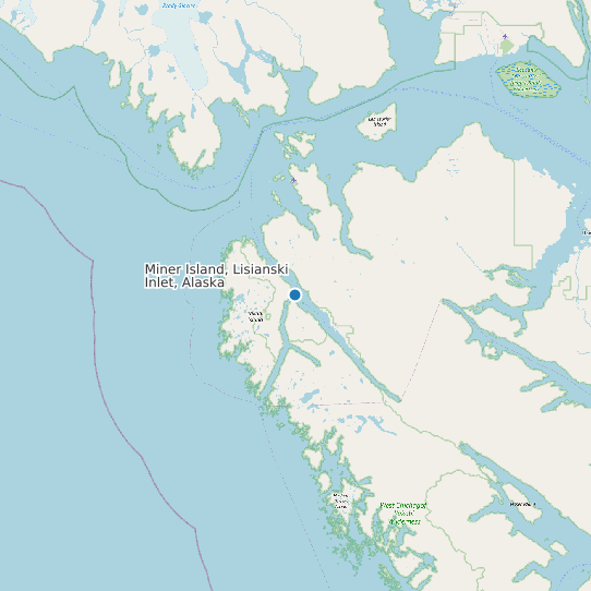 Map of Miner Island, Lisianski Inlet, Alaska Tide Prediction Station