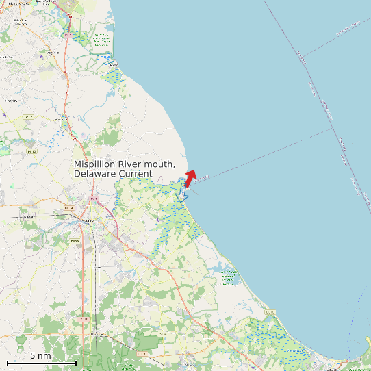 Map of Mispillion River mouth, Delaware Current Prediction Station