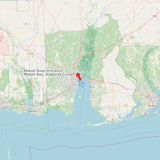 Mobile River entrance, Mobile Bay, Alabama Current map