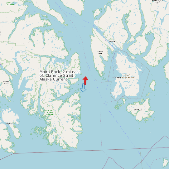 Map of Moira Rock, 2 mi east of, Clarence Strait, Alaska Current Prediction Station