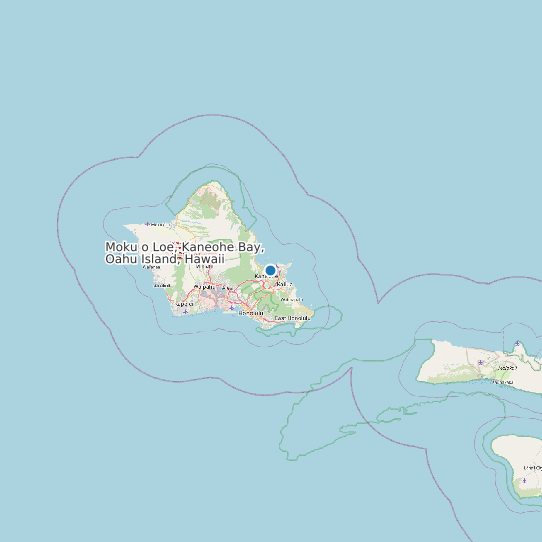 Moku o Loe, Kaneohe Bay, Oahu Island, Hawaii map