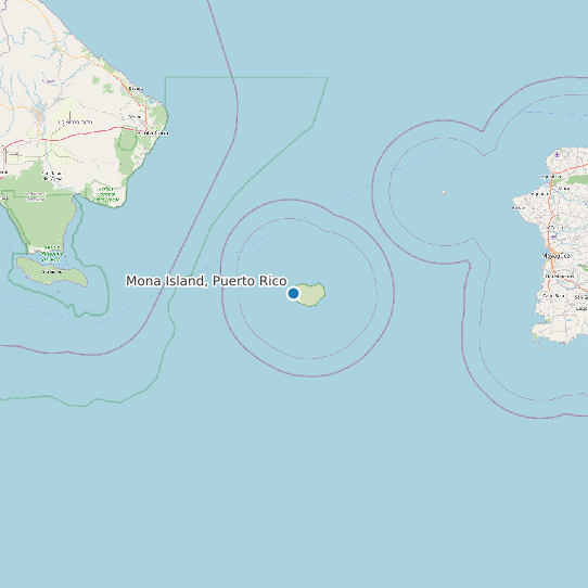 Map of Mona Island, Puerto Rico Tide Prediction Station