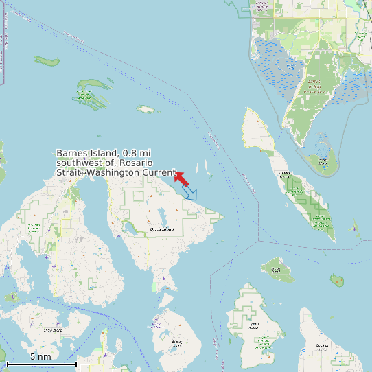 Map of Barnes Island, 0.8 mi southwest of, Rosario Strait, Washington Current Prediction Station