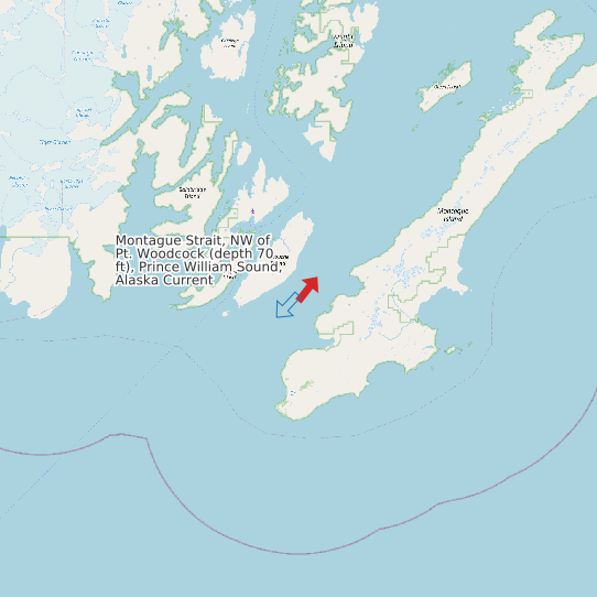 Montague Strait, NW of Pt. Woodcock (depth 70 ft), Prince William Sound, Alaska Current map