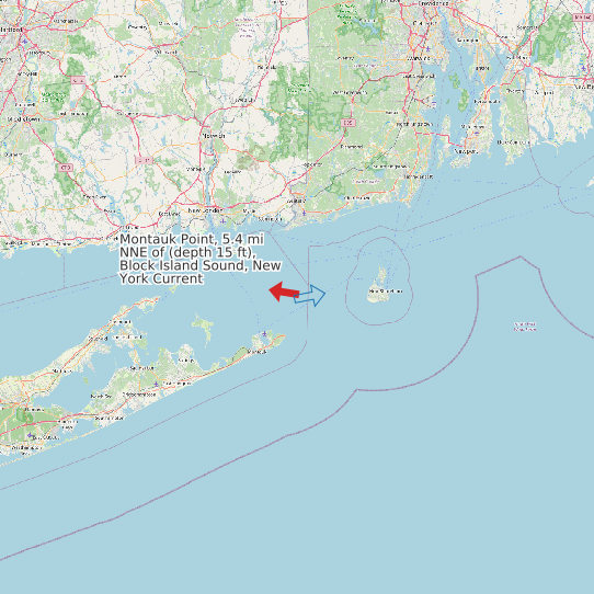 Map of Montauk Point, 5.4 mi NNE of (depth 15 ft), Block Island Sound, New York Current Prediction Station