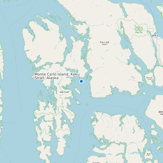 Map of Monte Carlo Island, Keku Strait, Alaska Tide Prediction Station